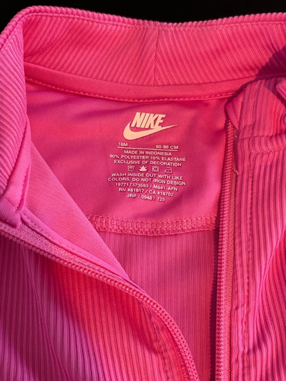 Nike Baby Girls' Quarter-Zip Top and Leggings 2-Piece Set Hot Pink 18 Months - Picture 4 of 6